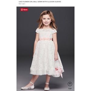 Lace flower girl dress ball gown size 7 style 1381